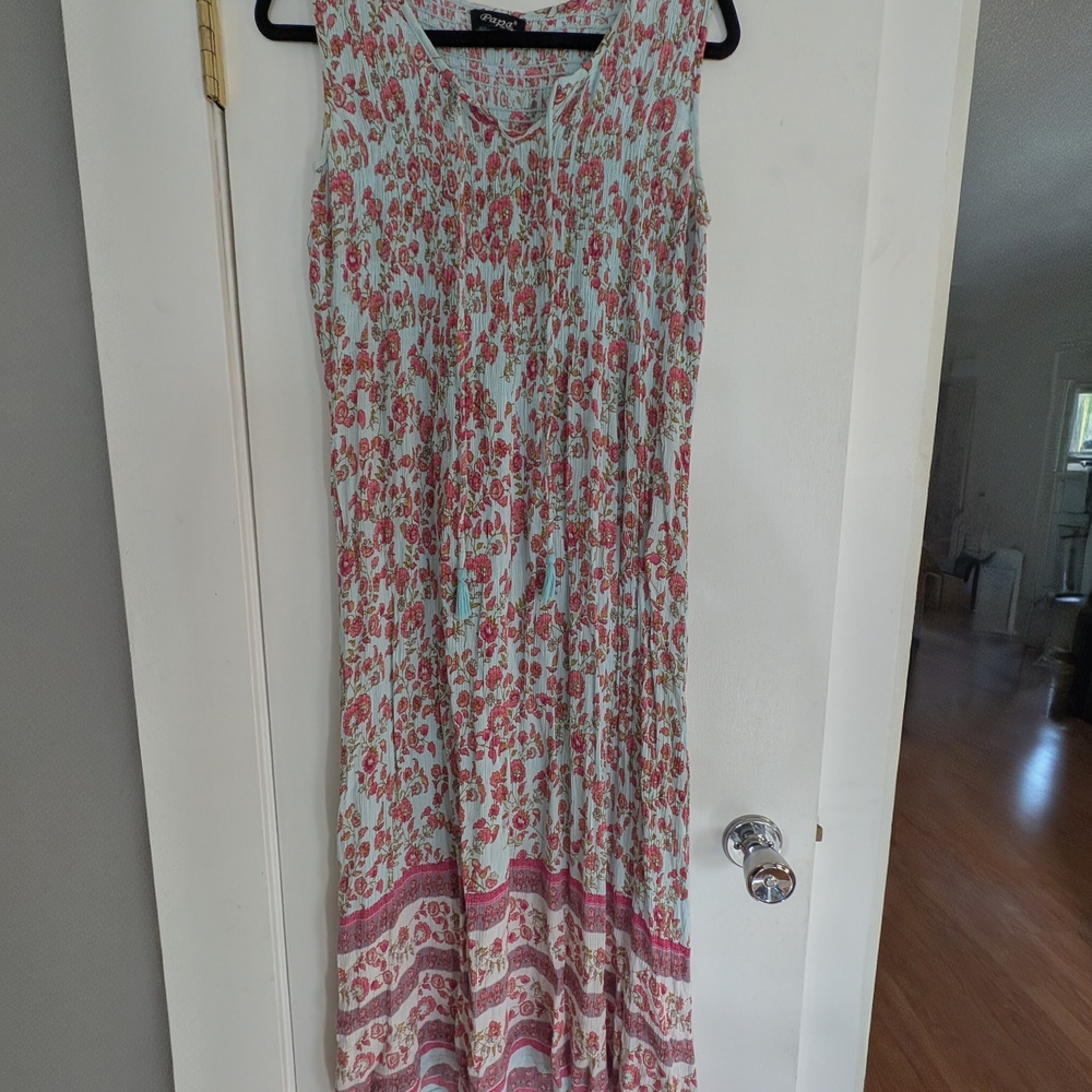 Floral Maxi Dress - Pink and Blue